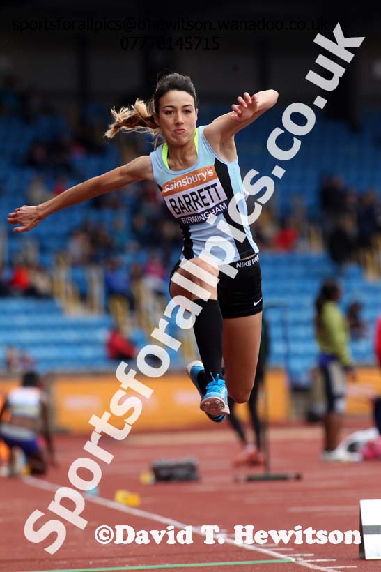 Anglea Barrett (Thames Valley) triple jump, 2014 Sainsbury's British Championships. Photo: David T. Hewitson/Sports for All Pics